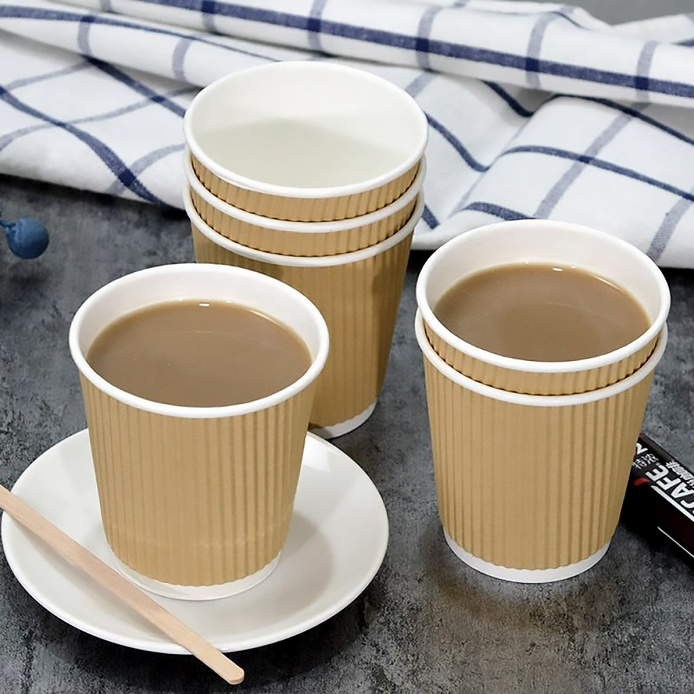 TG-COMPOSTABLE 12oz Coffee Paper Cups/lid/sleeves 50set