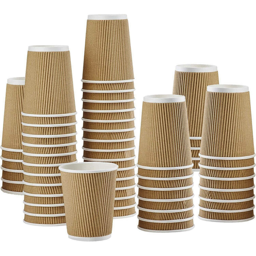 TG-COMPOSTABLE 12oz Coffee Paper Cups/lid/sleeves 50set