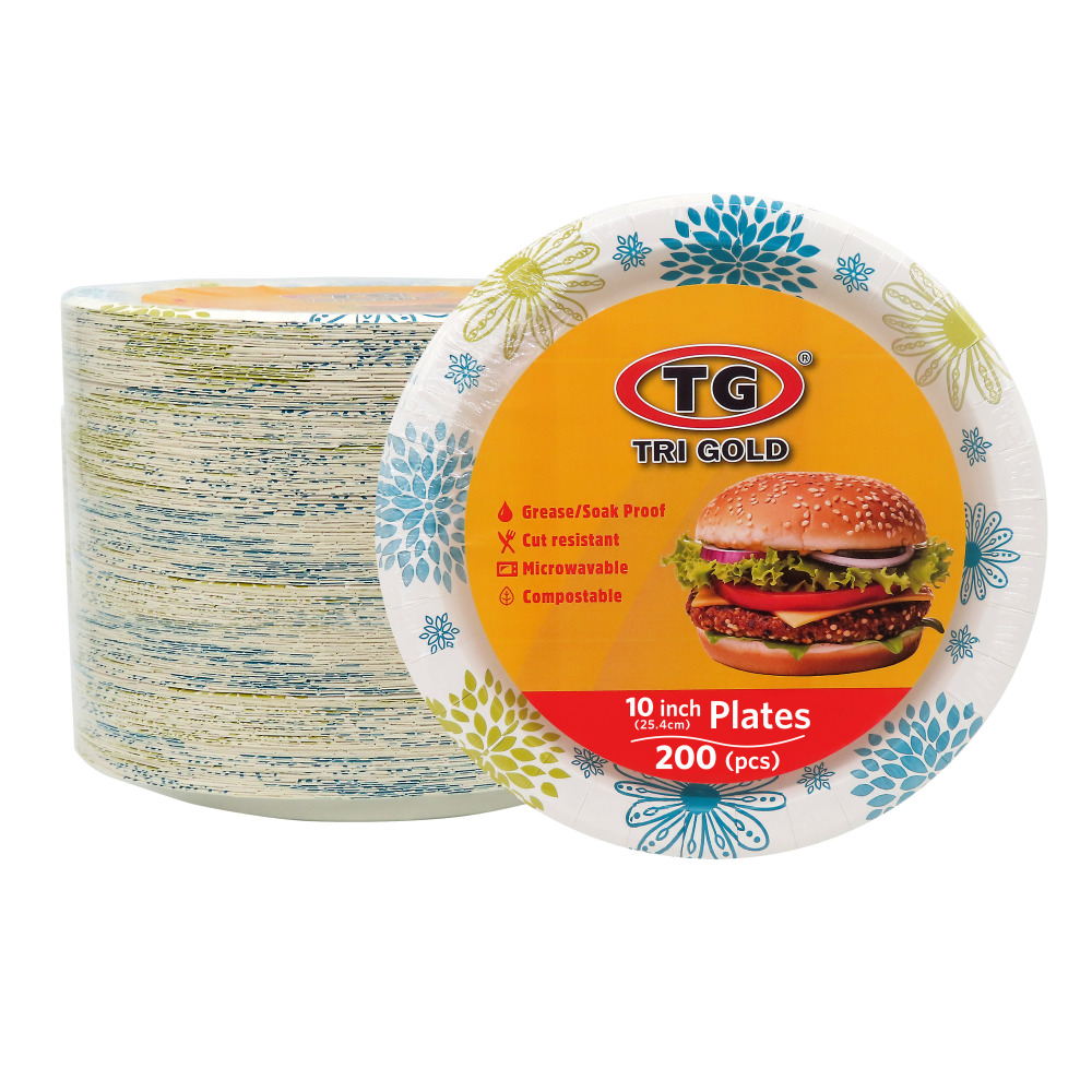 TG TRIGOLD Paper Deep Plate 10 inch 200count  Compostable and FSC certificated