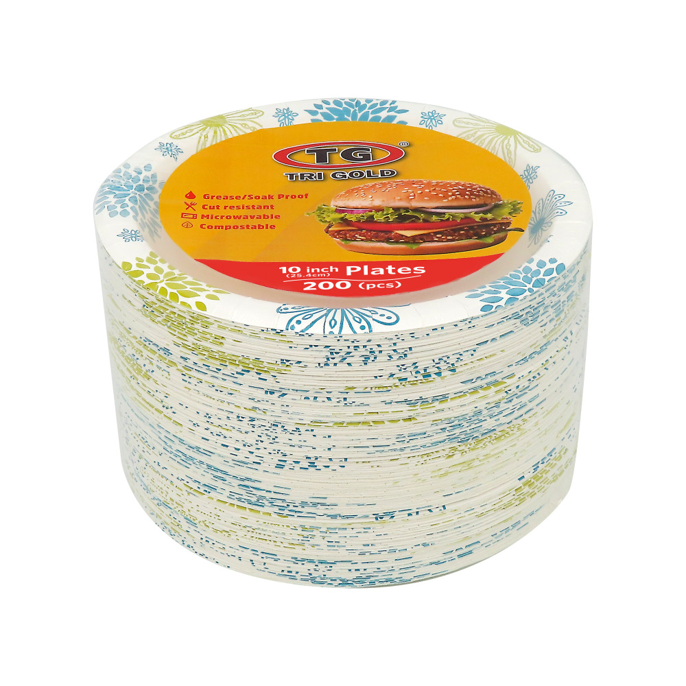 TG TRIGOLD Paper Deep Plate 10 inch 200count  Compostable and FSC certificated