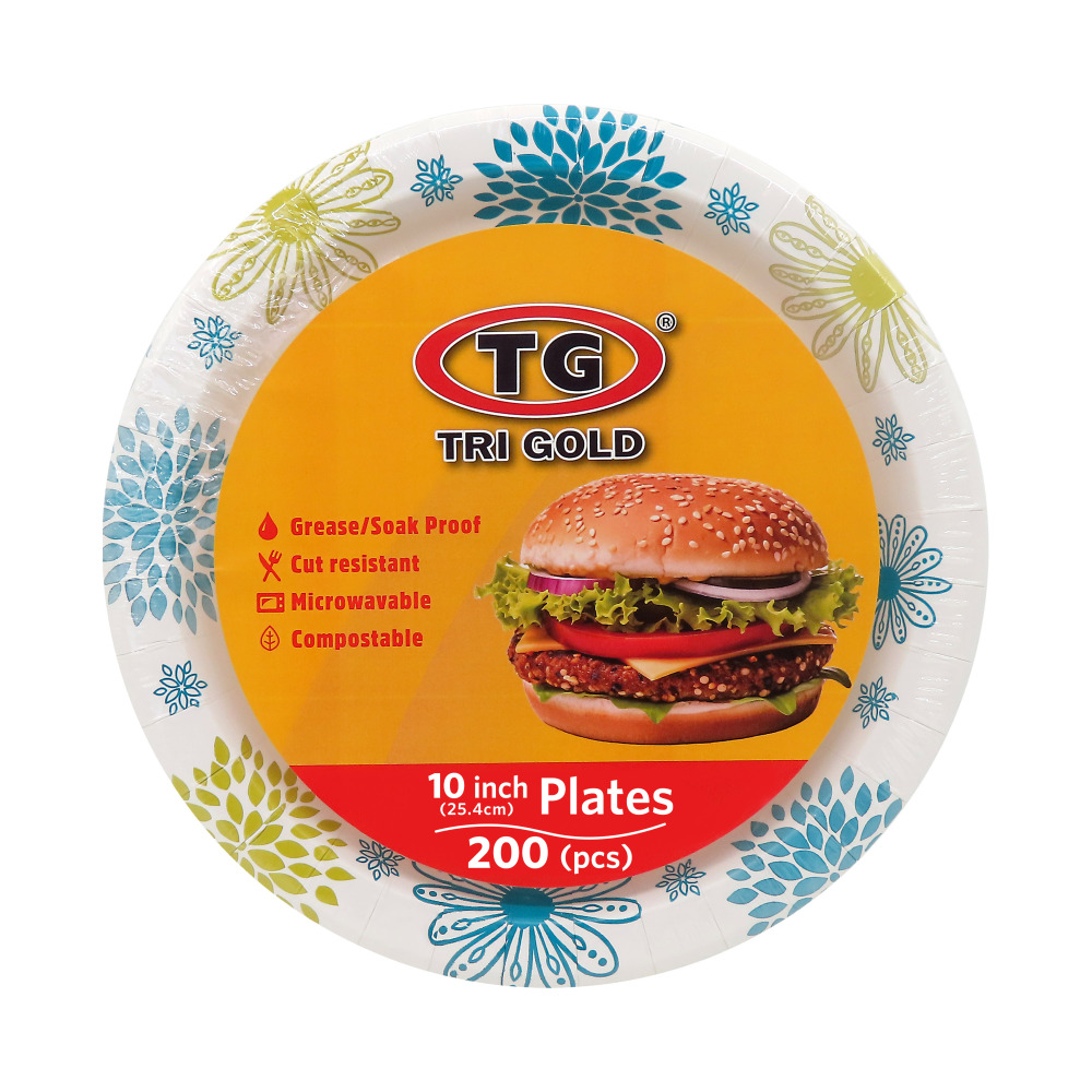 TG TRIGOLD Paper Deep Plate 10 inch 200count  Compostable and FSC certificated