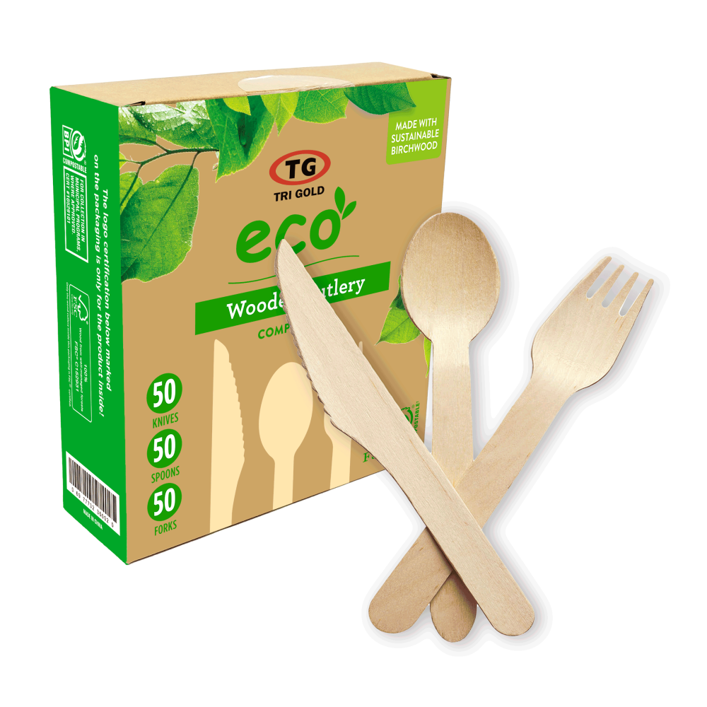 TG TRIGOLD  Wooden Cutlery 50set Compostable and FSC certificated