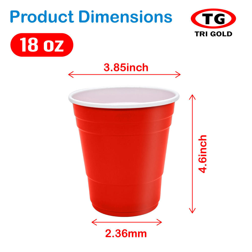 TG TRIGOLD Plastic Cup 18oz 50ct,Red Color,Party Cup,1 Pack