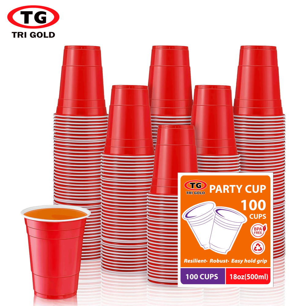TG TRIGOLD Plastic Cup 18oz 100ct,Red Color,Party Cup,1 Pack