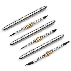 Premium 3PCS Dual Tip Travel Watercolor Brush Set Silver Metal Synthetic Squirrel Hair for Artists