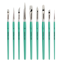 Fontainebleau Custom Logo Professional 9PCS Paint Brush Set for Art Painting Synthetic Wooden Handle Artist Brush