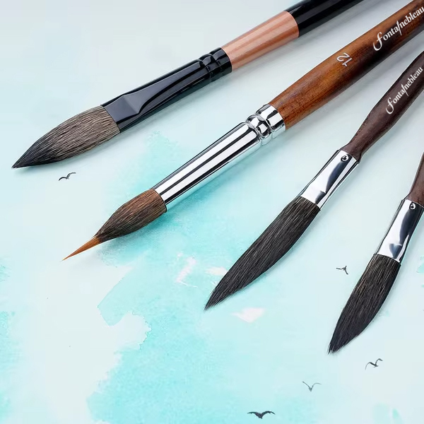 Customized  Logo Good Price Professional Acrylic Painting Brush Squirrel Hair Cat Tongue Dagger Watercolor Brushes