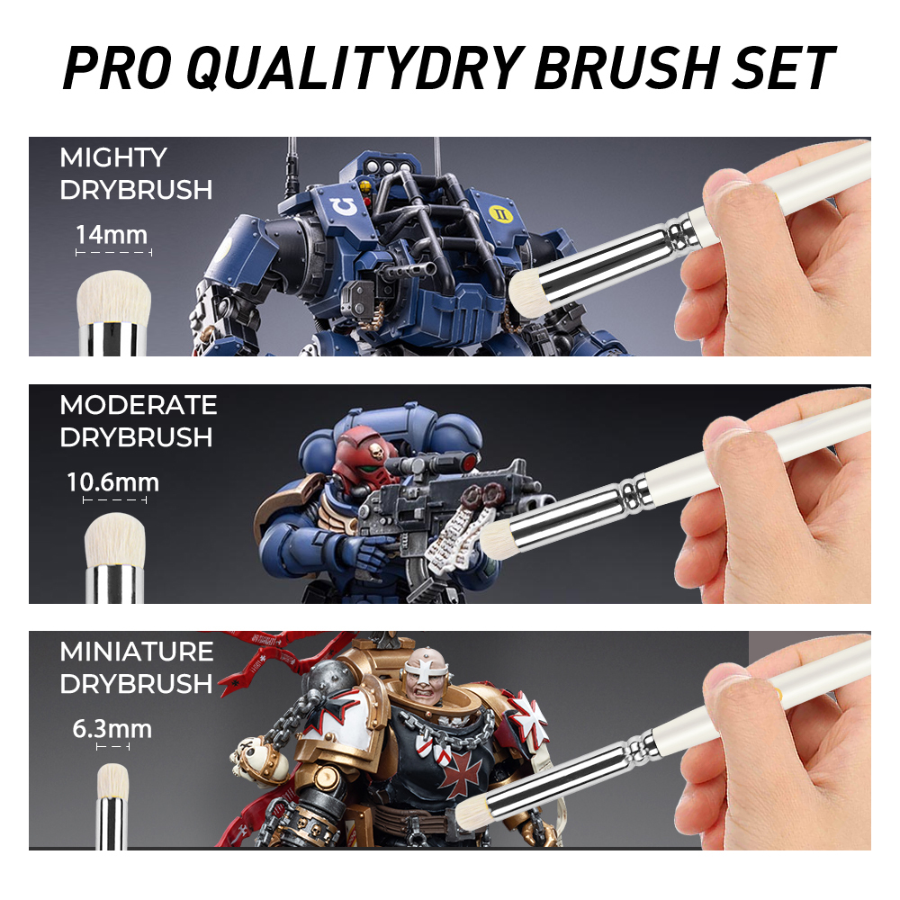 New Arrival Miniatures Dry Brushes Wood Handle Wool Hair Small Medium Large Size Dome Detail Paint Brush Set