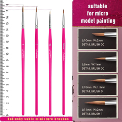 New 4 Pieces Kolinsky Sable Artist Brushes - Professional Precision Brush Set for Miniatures, Watercolor, Acrylic & Models