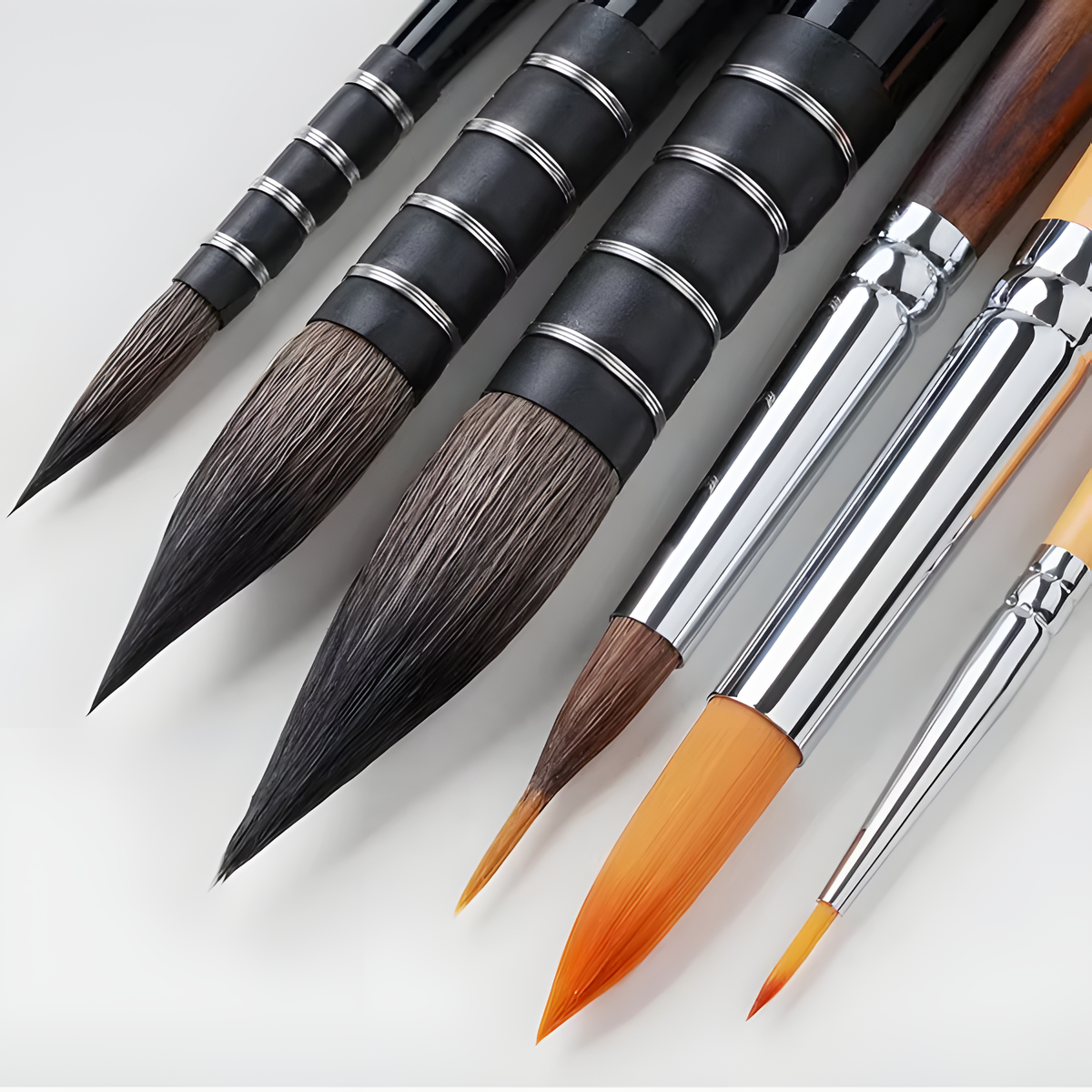 Wholesale Price Professional Squirrel Paint Hair Brushes With Pointed Round Mop Shape for Watercolor Oil, Acrylic Painting