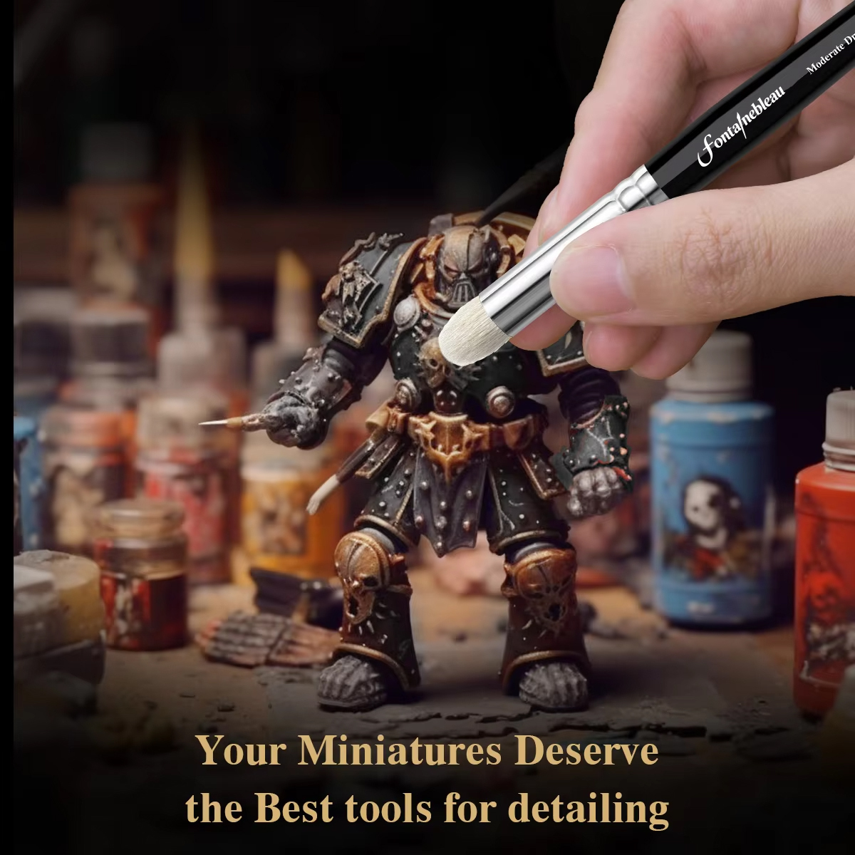 Masterclass Drybrush Set Hobby Detail Paint Brush Set 3 Sizes for Advanced & Professional Art Miniature Watercolor Oil Painting