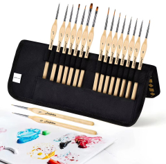 15pcs Professional Nylon Hair Fine Line Oil Acrylic Painting Brush Wood Handle Detail Miniature Paint Brush