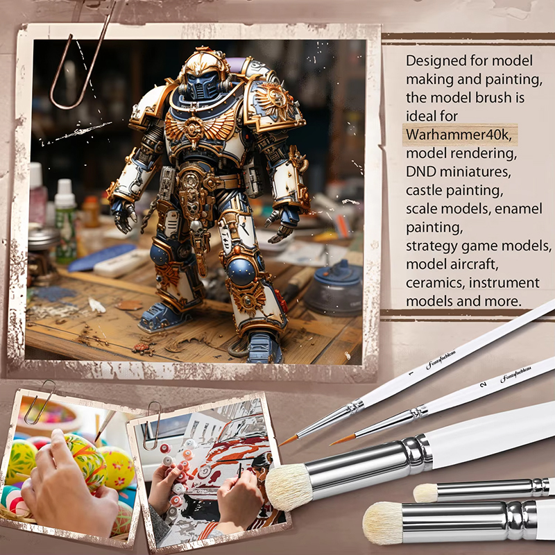 Custom Logo 10 Different Size Goat Hair Acrylic Model Paint Brushes Micro Detail Paint Brush Set for Miniature Painter