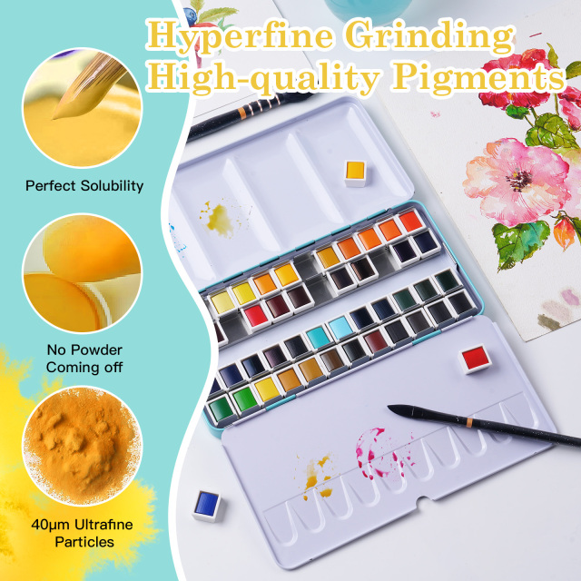 Fontainebleau Wholesale 48 Color Watercolor Paint Palette Custom  Carry Set Non-toxic Watercolor Paint for Professional Painting