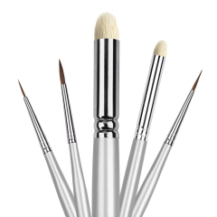 New Arrival Custom Logo 3PCS Dry Brush Siver Wood Handle Model Detail Painting Brush for Effortless Miniature Drawing Set