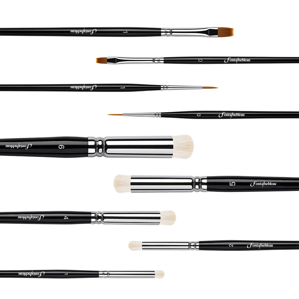 OEM Hobby Brush Kit Nylon Hair Micro Dry Brush Set Black Wood Handle Detail Miniature Paint Brush Set for Miniatures