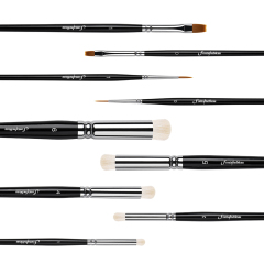 OEM Hobby Brush Kit Nylon Hair Micro Dry Brush Set Black Wood Handle Detail Miniature Paint Brush Set for Miniatures