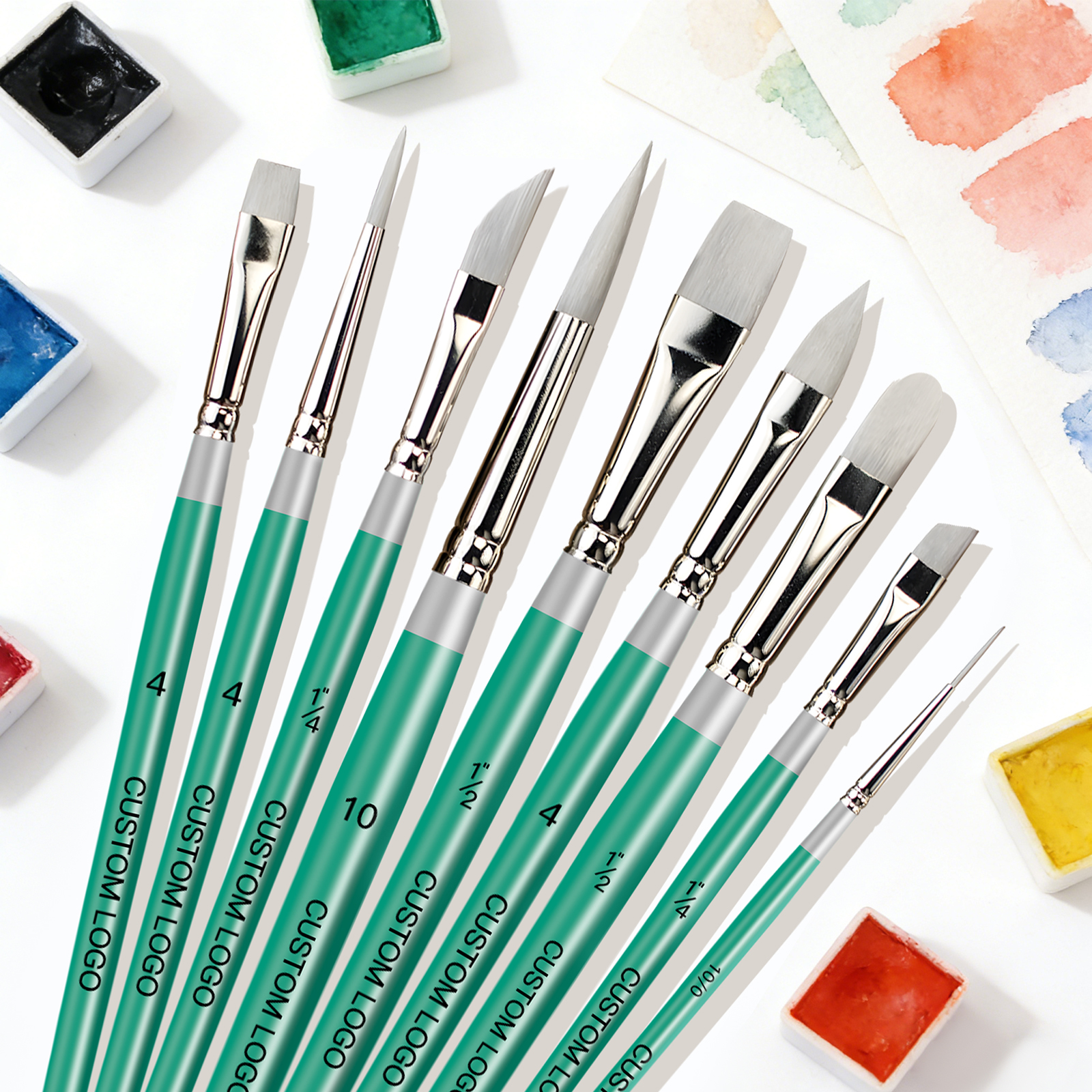 Fontainebleau Custom Logo Professional 9PCS Paint Brush Set for Art Painting Synthetic Wooden Handle Artist Brush