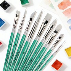 Fontainebleau Custom Logo Professional 9PCS Paint Brush Set for Art Painting Synthetic Wooden Handle Artist Brush
