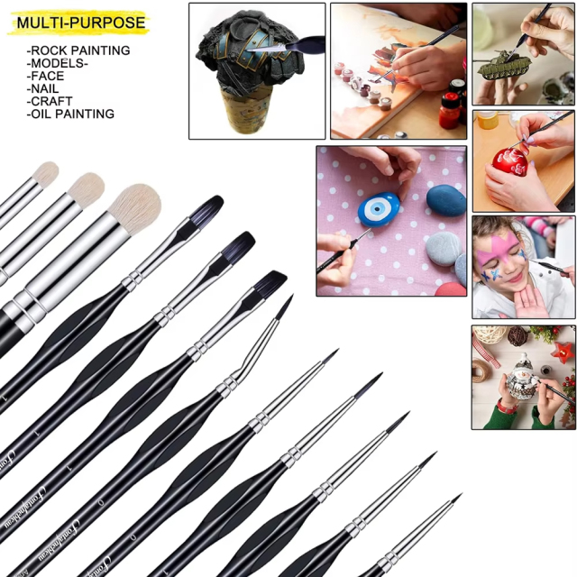 Customized Brand Micro Detail Paint Brush Set Hobby Paint Brush Fine Detail Brushes for Miniatures