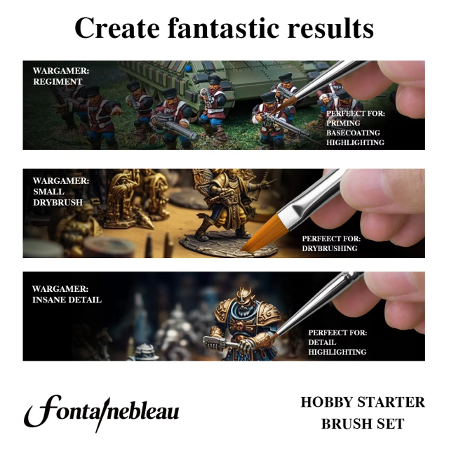 Drybrush Regiment Model Paint Brush Fine Detail Tip Paint Brush Miniature Small Paint Brush Set  for Model Painting