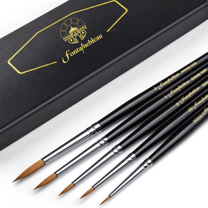 Paint Brush Companies Customized Logo 5pcs Professional Kolinsky Sable Miniature Paint Brushes Detail Fine Model Paint Brush Set