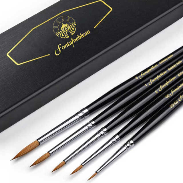 Paint Brush Companies Customized Logo 5pcs Professional Kolinsky Sable Miniature Paint Brushes Detail Fine Model Paint Brush Set