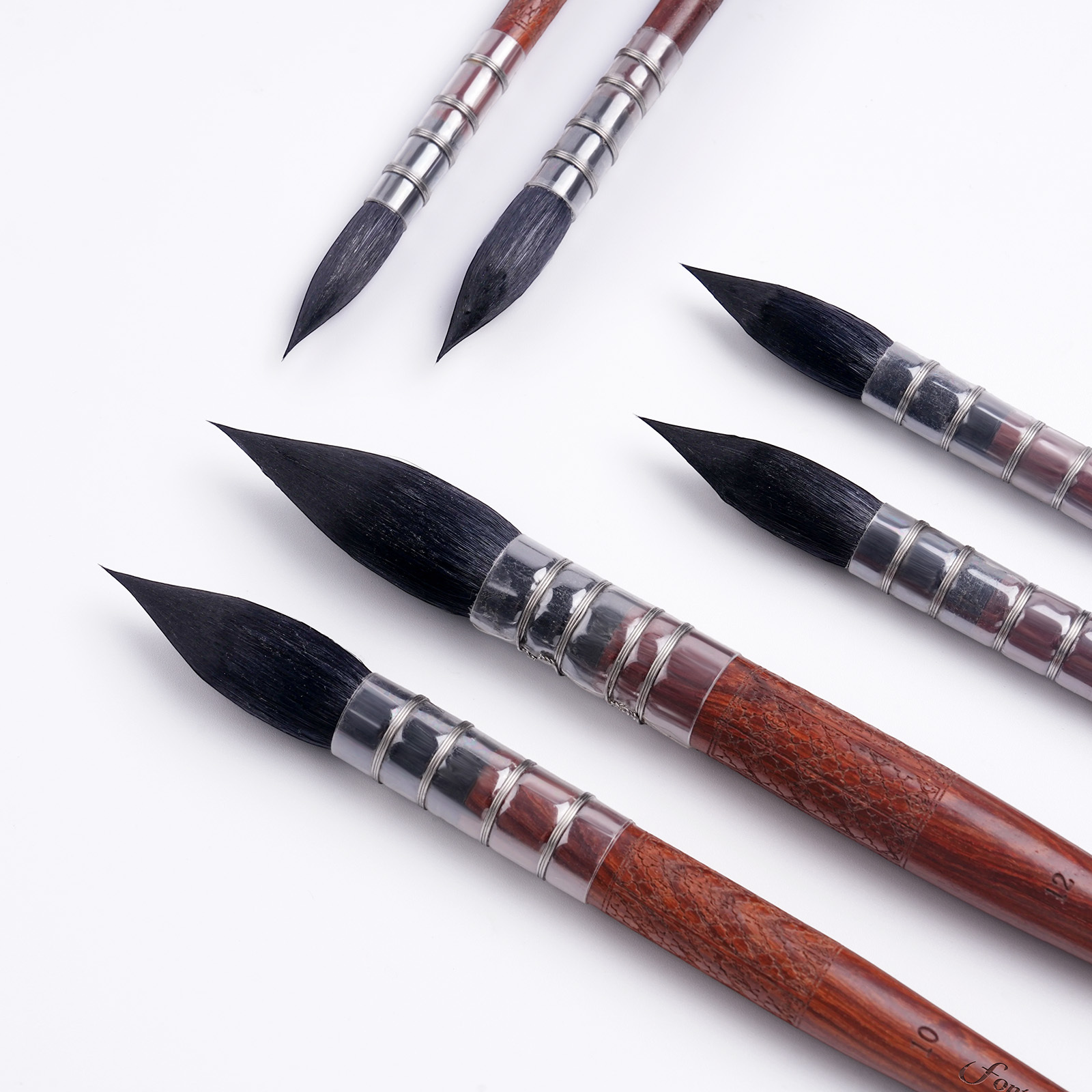Fontainebleau 6 Size Squirrel Hair Brush Set Round Mop Paintbrush for Watercolor Painting Art Supplies