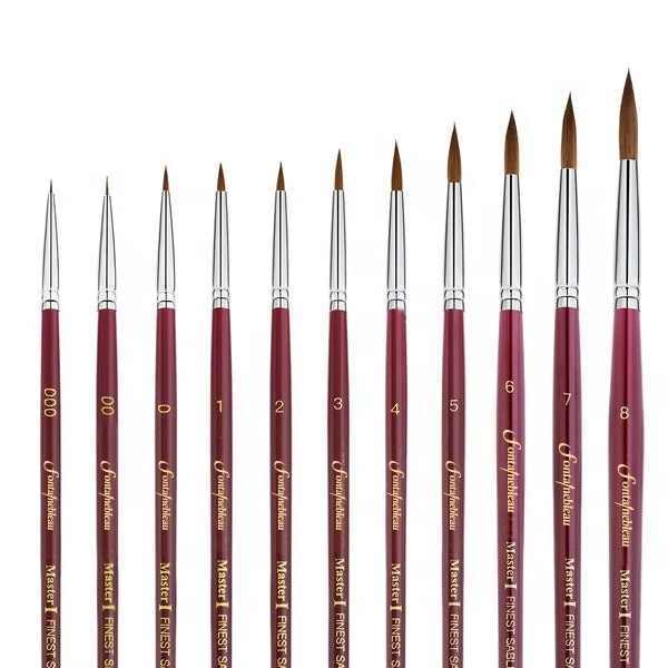 2026 Master Quality Size 000 Drawing Watercolor Brush Dark Red Wood Handle Kolinsky Sable Hair Artist Paint Brush Set