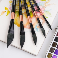 Fontainebleau 5PCS Dagger Squirrel Brush Painting Set Wooden Handle Artist Brush Grade Wholesale Watercolor Art Paint Brush Set
