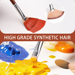 26pcs Artist Paint Brush Set Multi-Shape Nylon Hair for Watercolor Acrylic Oil Painting Custom Logo Wooden Handle