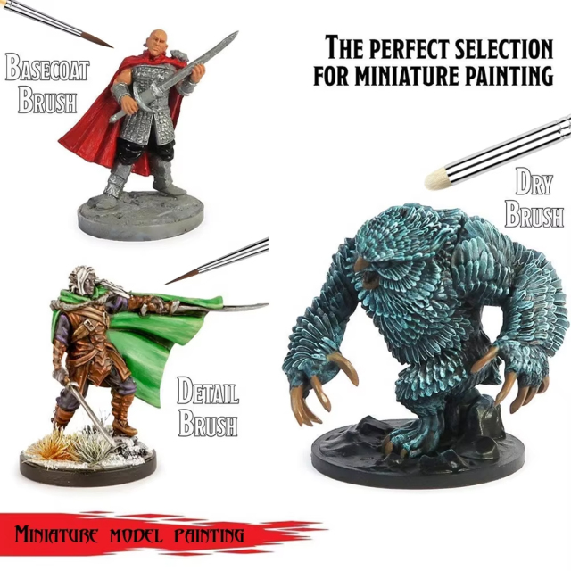 New Arrival Custom Logo 3PCS Dry Brush Siver Wood Handle Model Detail Painting Brush for Effortless Miniature Drawing Set