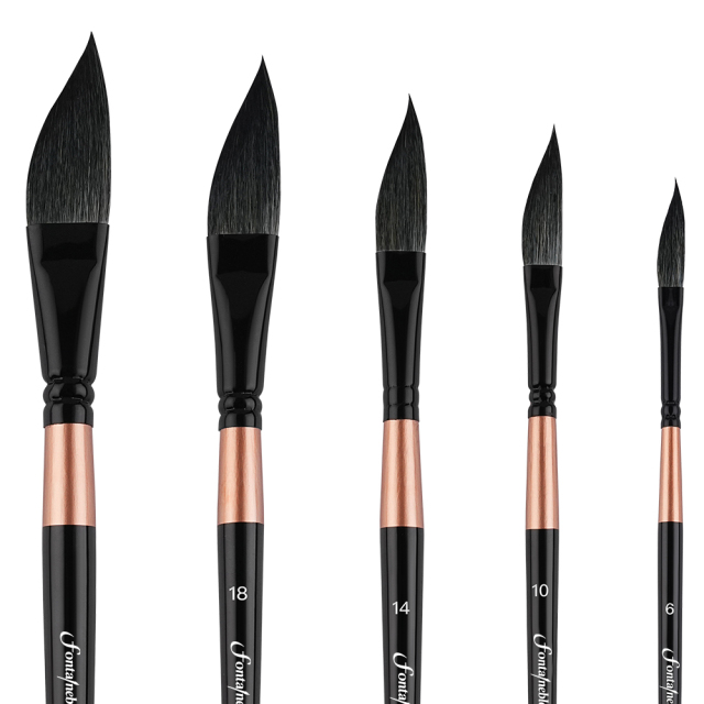 Professional Natural Squirrel Hair Dagger Shape Watercolor Painting Brush 5pcs Set Artist Painting Brushes
