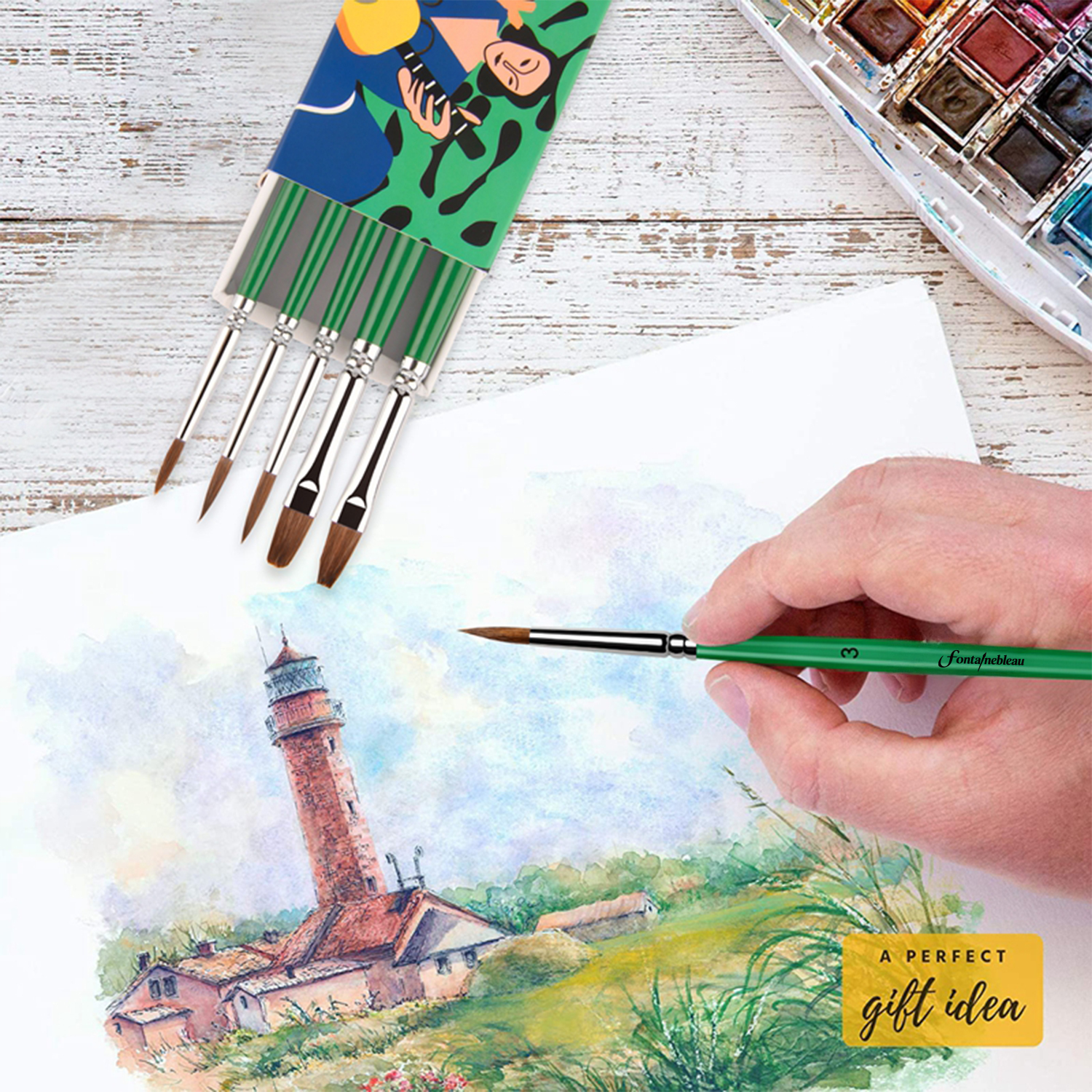 Professional Eco Friendly Pony Hair Watercolor Paint Brush Set Factory OEM Artist Paint Brush Supplier