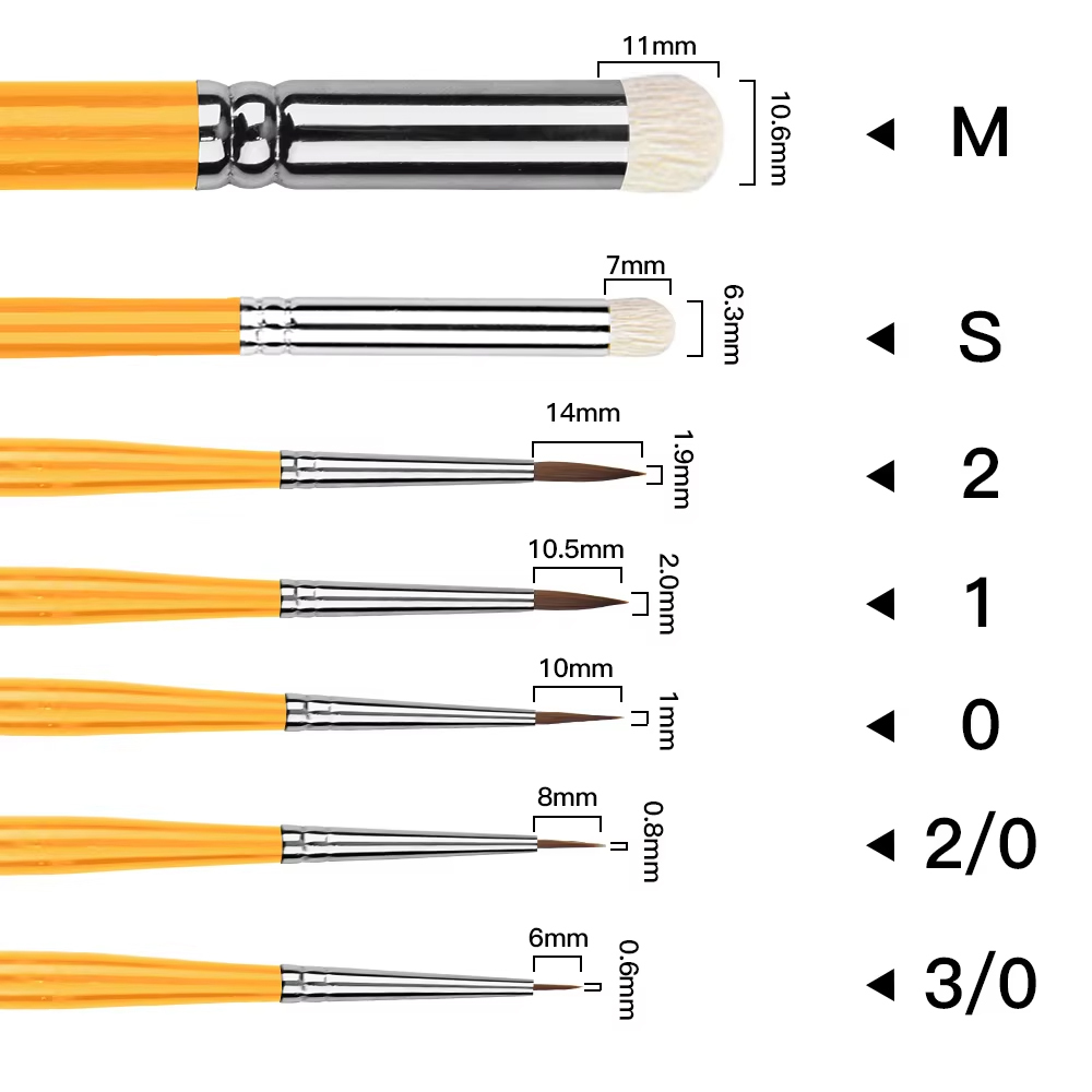 Professional Micro Kolinsky Sable Hair  Detail Paint Brushes Set for Miniature Painter