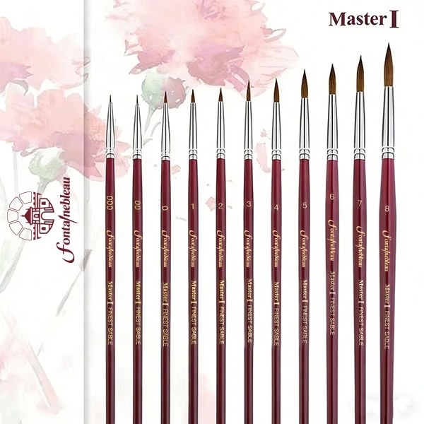 2026 Master Quality Size 000 Drawing Watercolor Brush Dark Red Wood Handle Kolinsky Sable Hair Artist Paint Brush Set