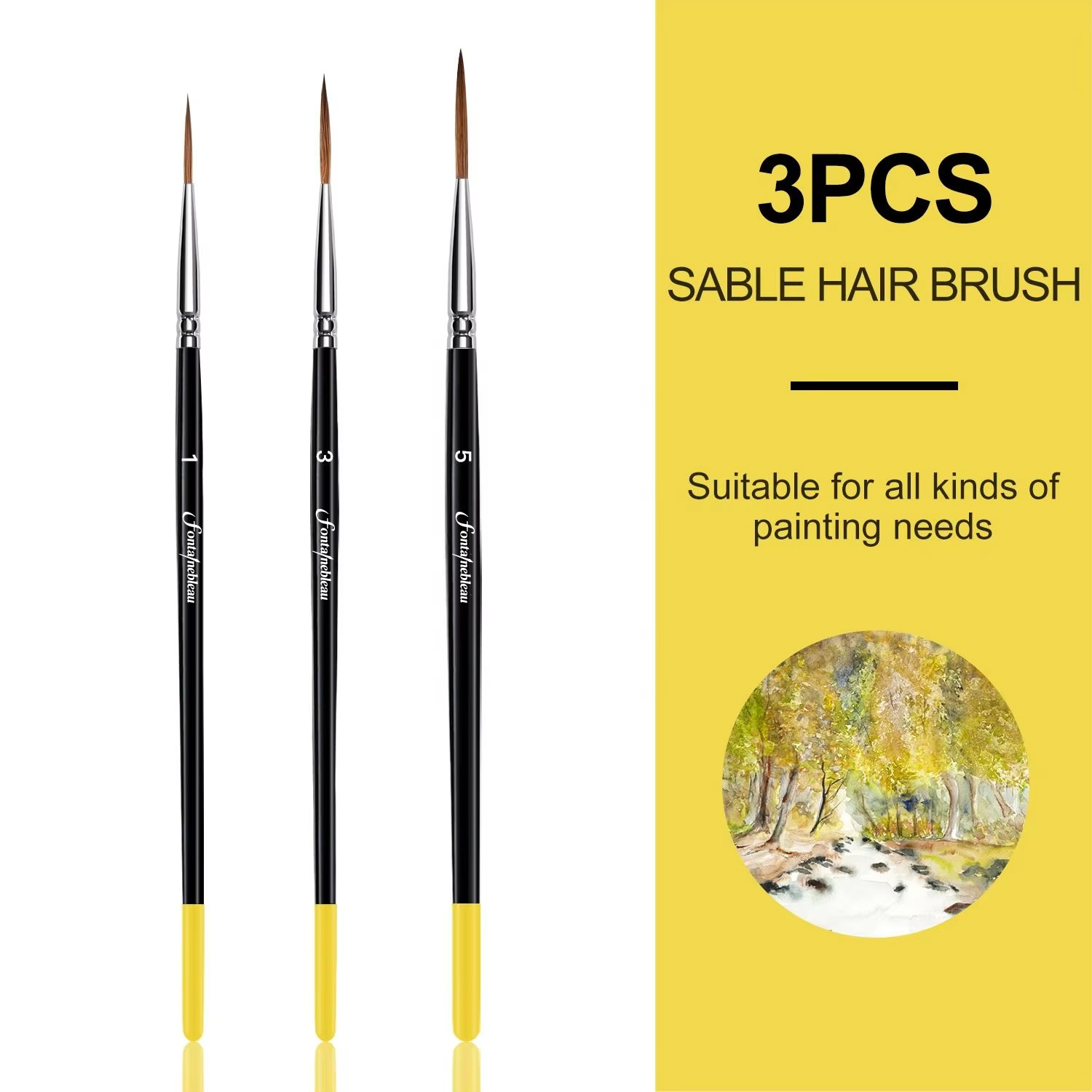 High Quality Wooden Handle Watercolor Painting Brush Professional Kolinsky Red Sable Artist Detail Paint Brush Set