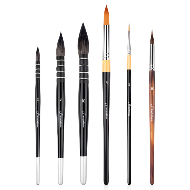 Wholesale Price Professional Squirrel Paint Hair Brushes With Pointed Round Mop Shape for Watercolor Oil, Acrylic Painting