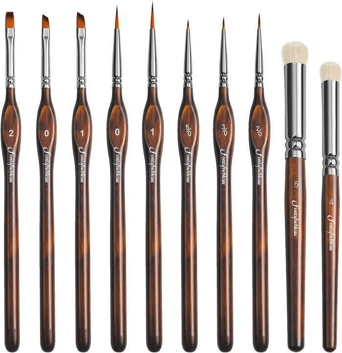 11 Different Size Hobby Small Fine Detail Paint Brush Set Drybrush Miniature Paint Brushes for Acrylics