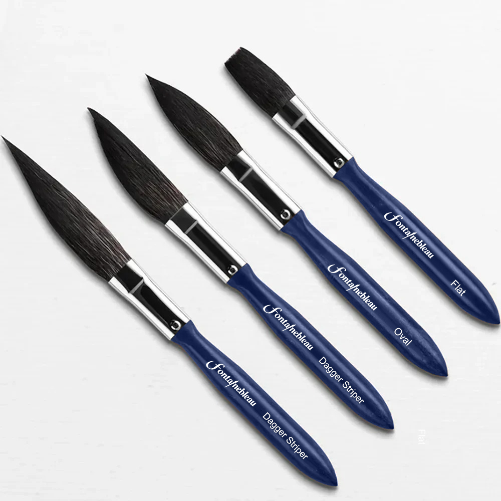 Professional Squirrel Hair Paint Brush Set Short Handle Striping Brush for Auto Art & Pinstriping Detailing