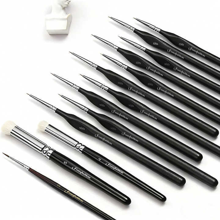High Quality Wool Drybrush Set Nylon Miniature Detail Artist Paint Brush Drawing Pen Kit 5/0#