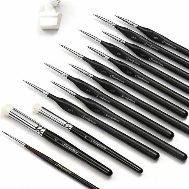 High Quality Wool Drybrush Set Nylon Miniature Detail Artist Paint Brush Drawing Pen Kit 5/0#