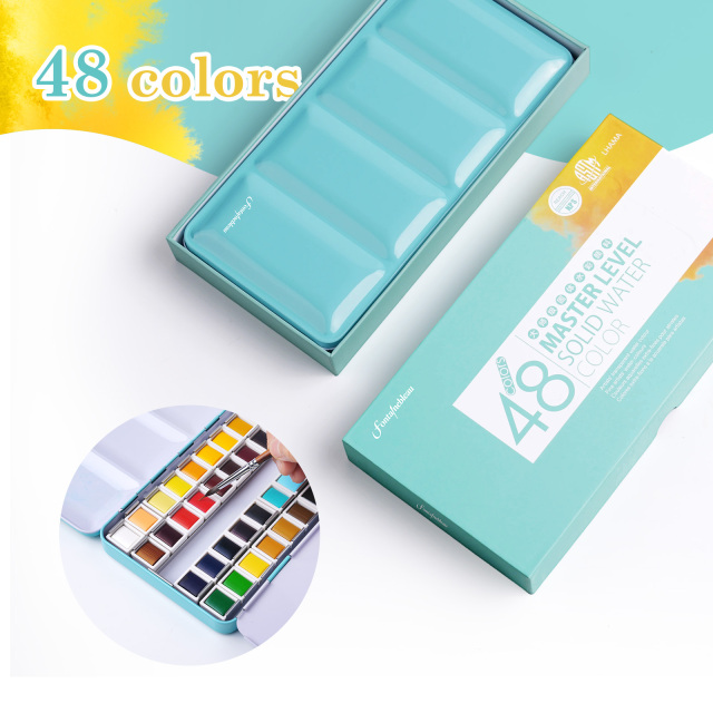 Fontainebleau Wholesale 48 Color Watercolor Paint Palette Custom  Carry Set Non-toxic Watercolor Paint for Professional Painting