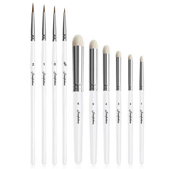 Custom Logo 10 Different Size Goat Hair Acrylic Model Paint Brushes Micro Detail Paint Brush Set for Miniature Painter
