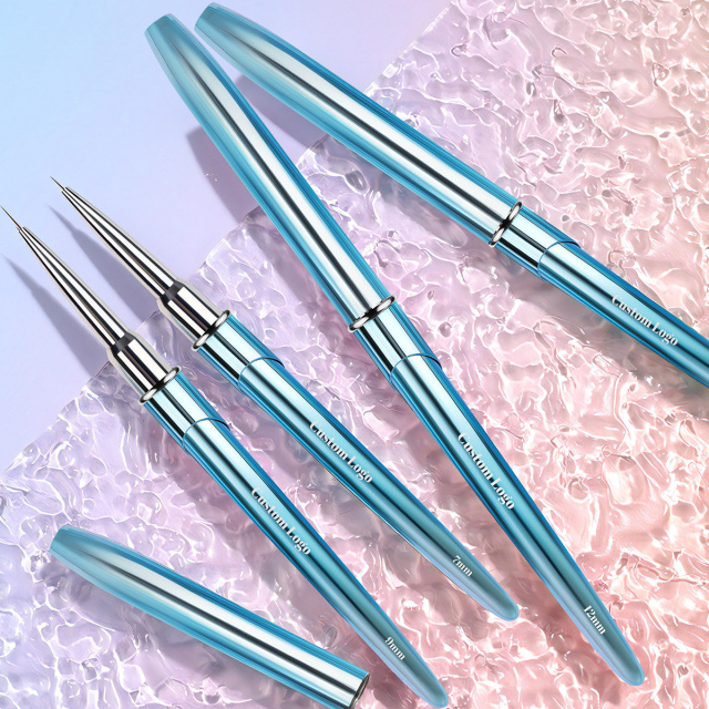 2024 New Nail Art Liner Brush 7/9/12/15/20/22/25/30MM Blue High Quality Privatel Label Nail Art Striping Brush