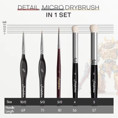 High Quality Wool Drybrush Set Nylon Miniature Detail Artist Paint Brush Drawing Pen Kit 5/0#