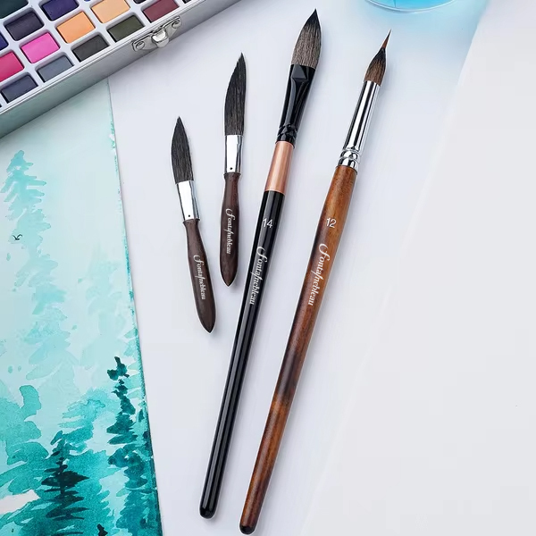Customized  Logo Good Price Professional Acrylic Painting Brush Squirrel Hair Cat Tongue Dagger Watercolor Brushes