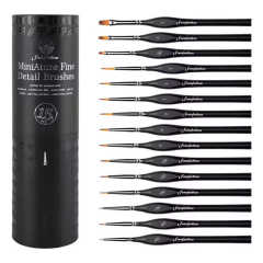 Art Supply Wholesale Customized 15PC Synthetic Miniature Brushes Micro Detail Artist Paint Brush Set for Acrylic Oils Watercolor