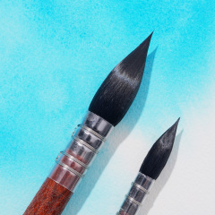 Fontainebleau 6 Size Squirrel Hair Brush Set Round Mop Paintbrush for Watercolor Painting Art Supplies