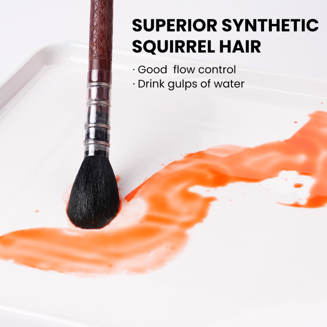 Fontainebleau 6 Size Squirrel Hair Brush Set Round Mop Paintbrush for Watercolor Painting Art Supplies